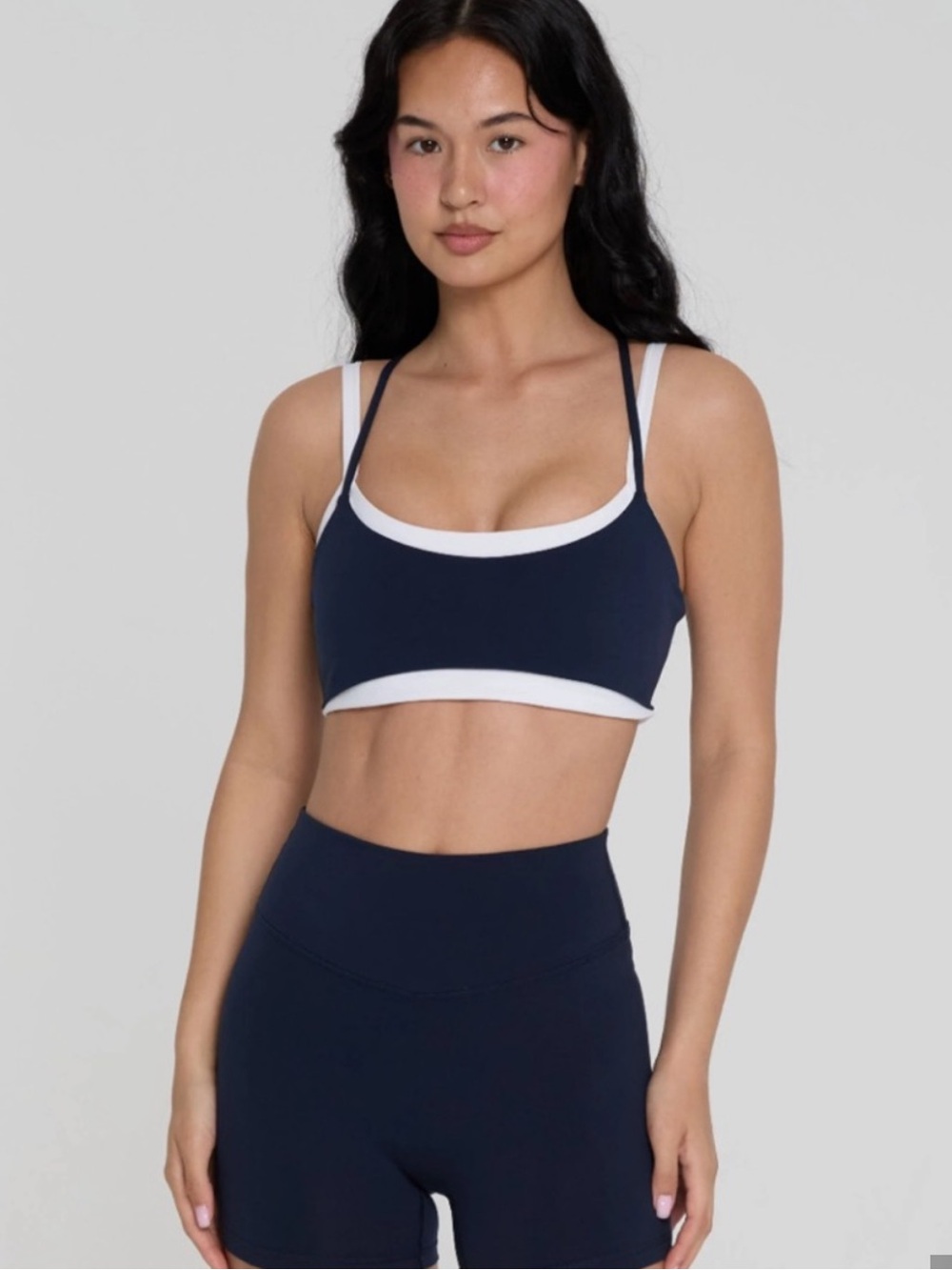 Form Navy White Layered Sports Bra